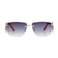 Red Rimless Temple Sunglasses