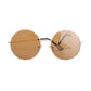 Brown Wavy Round Gold Wire Sunglasses