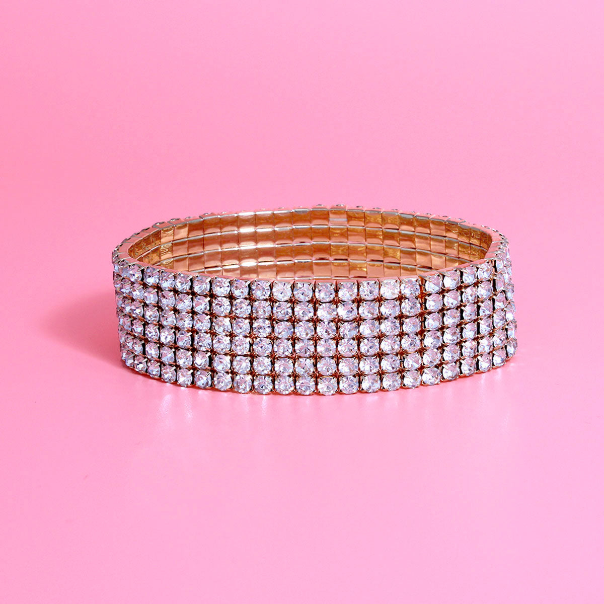 Gold Rhinestone 6 Line Anklet