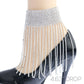 Silver Rhinestone 15 Line Fringe Anklet