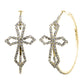 Gold Big Cross Rhinestone Hoops