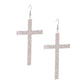 Silver Fish Hook Cross Earrings