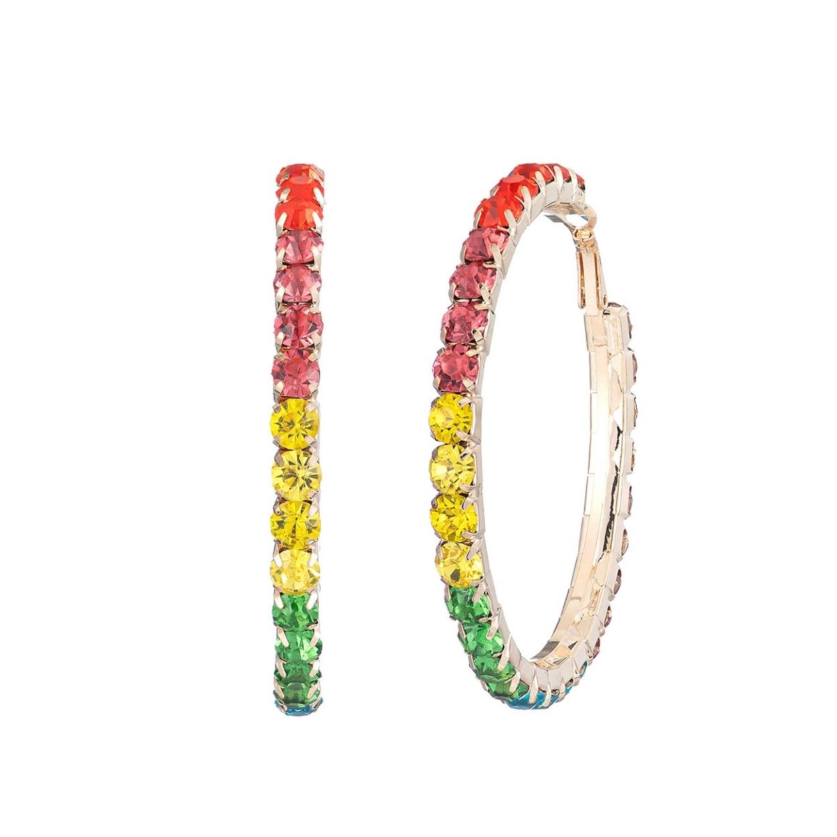 Rainbow Rhinestone 60mm Hoops