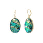 Blue Green Marbled Oval Eurowire Hoops