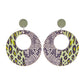 Green Wood Animal Print Earrings