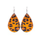 Faux Fur Orange Leopard Teardrop Earrings