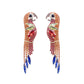 Orange and Red Parrot Fringe Earrings