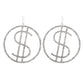 Silver Dollar Sign Stone Earrings