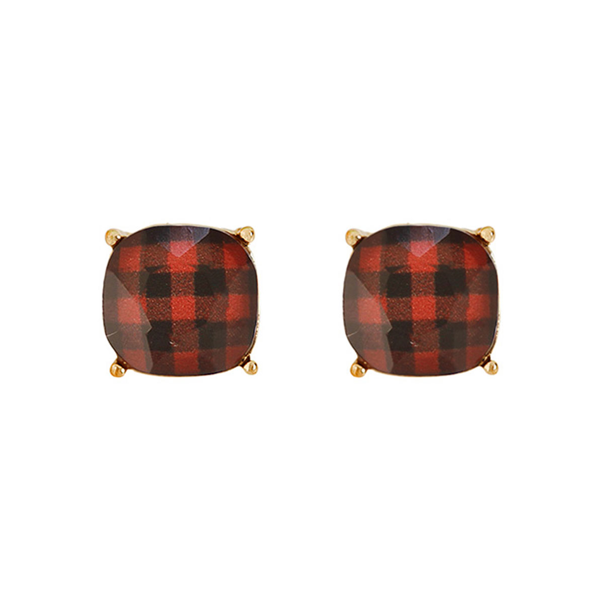 Red Buffalo Plaid Studs