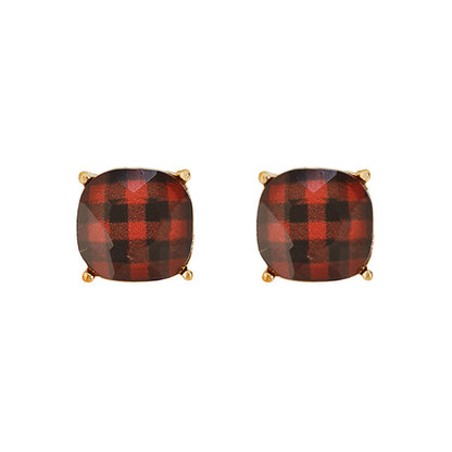 Red Buffalo Plaid Studs