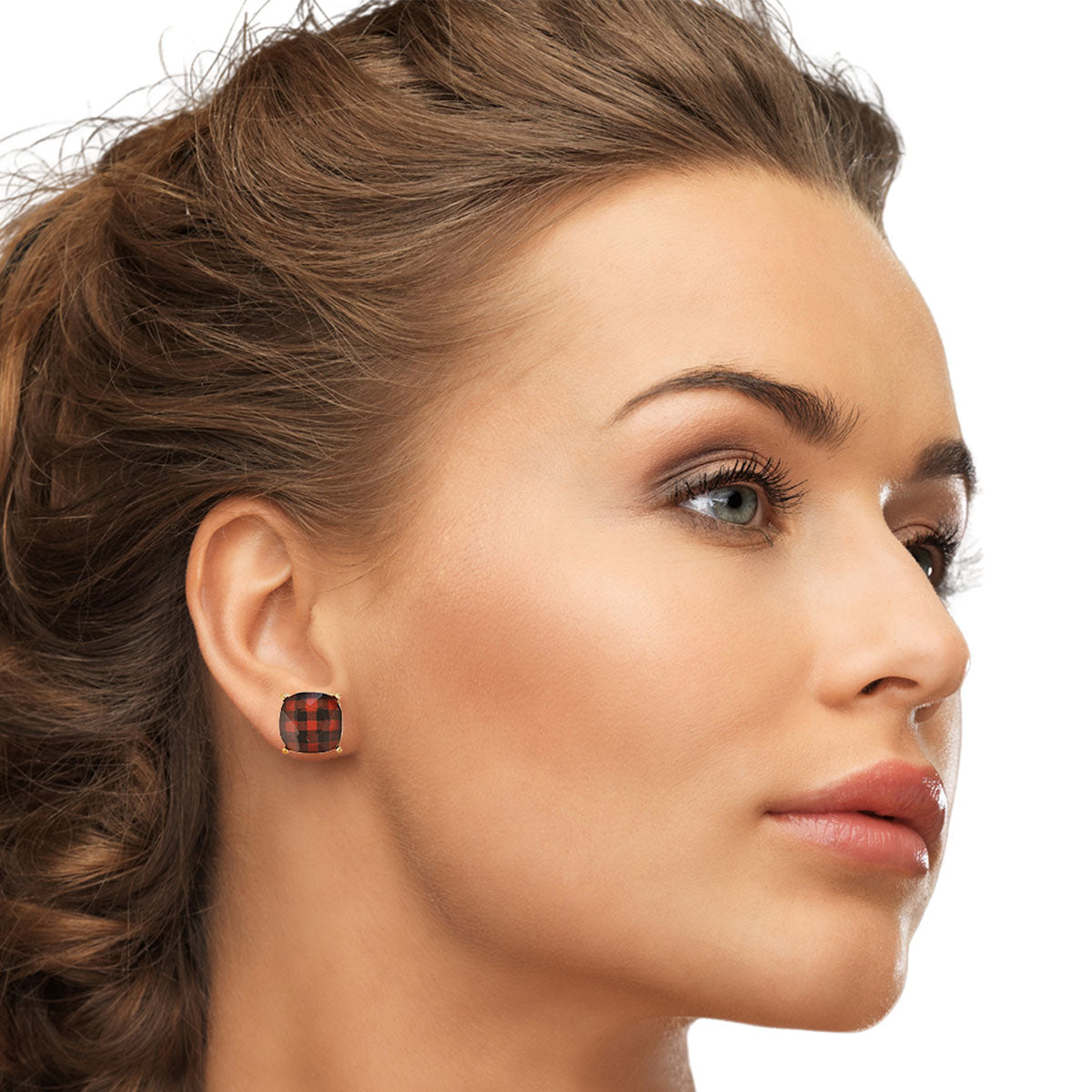 Red Buffalo Plaid Studs