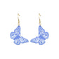 Blue Metal Butterfly Fish Hook Earrings