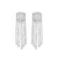 Silver Rectangle Iced Fringe Earrings