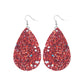 Red Glitter Teardrop Earrings