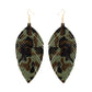 Olive Leopard Feather Earrings