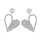 Silver Half Pave Heart Earrings