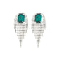 Green Square Fringe Earrings