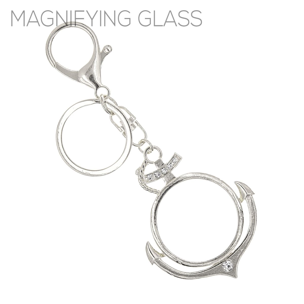 Silver Anchor Magnifying Glass Keychain