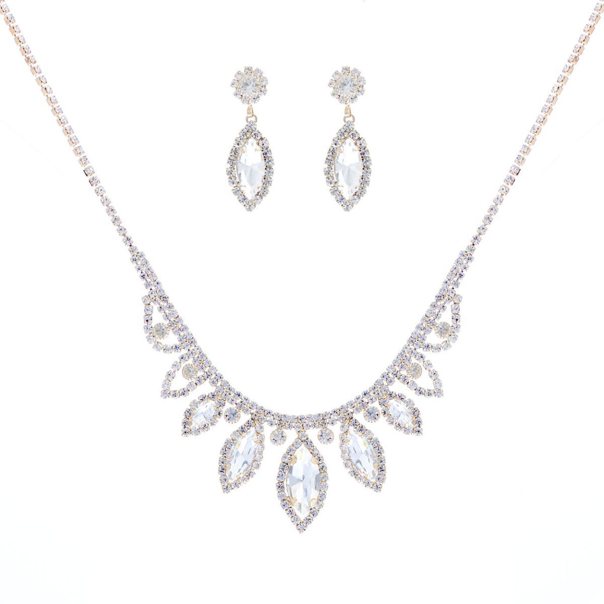 Gold Marquise Crystal Silver Set