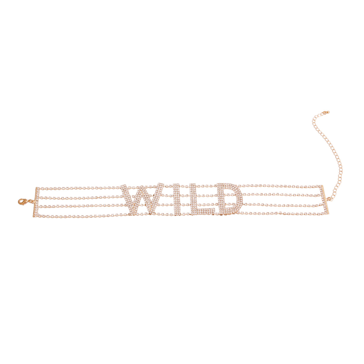 Gold WILD 4 Row Rhinestone Choker