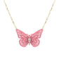 Pink 3D Butterfly Pendant Necklace