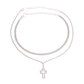 Silver Rhinestone Cross 2 Choker Set