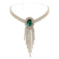 Green Frame Fringe Rhinestone Choker