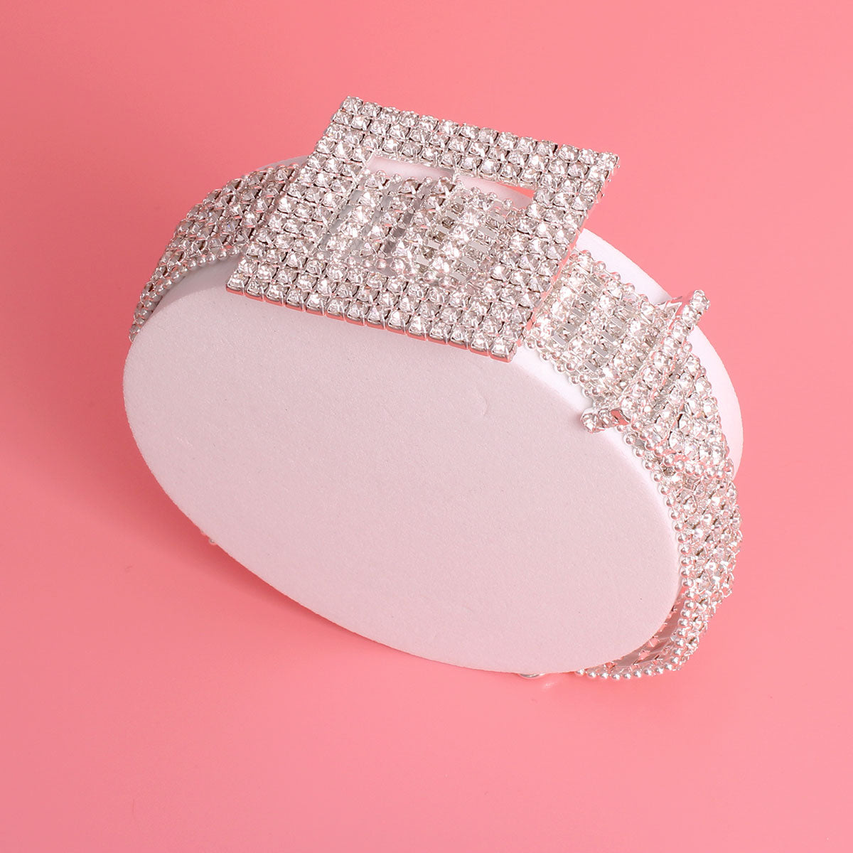 Silver Belt Buckle Rhinestone Choker