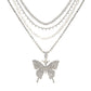 Silver 4 Pcs Butterfly Choker Set