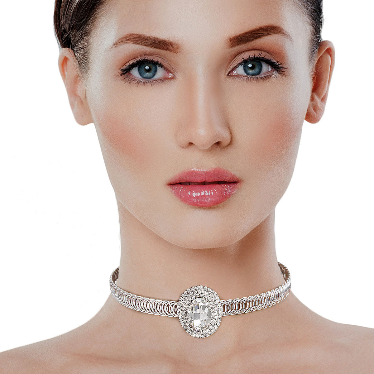 Clear Silver Memory Wire Choker