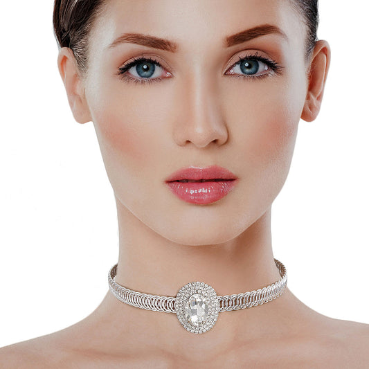 Clear Silver Memory Wire Choker