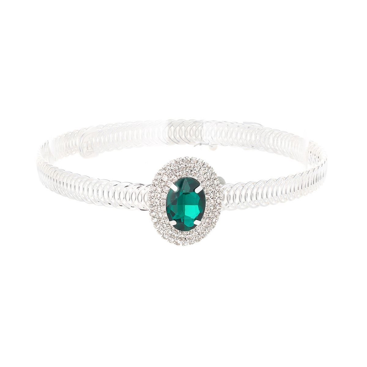 Green Silver Memory Wire Choker