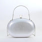 Clutch Silver Crystal Pearl Hard Case for Women