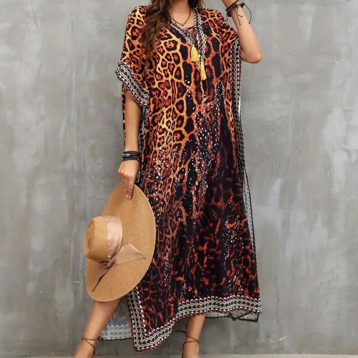 Leopard Boho Cover Up Dress
