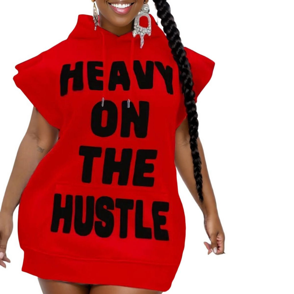 Red 2XL Mini Hoodie Dress