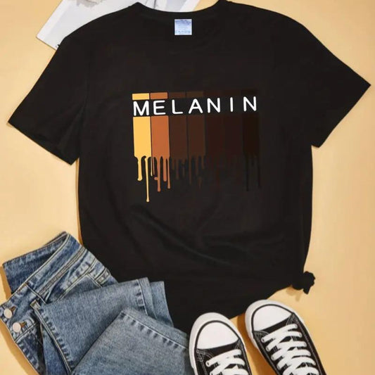 Black L Dripping Melanin T Shirt