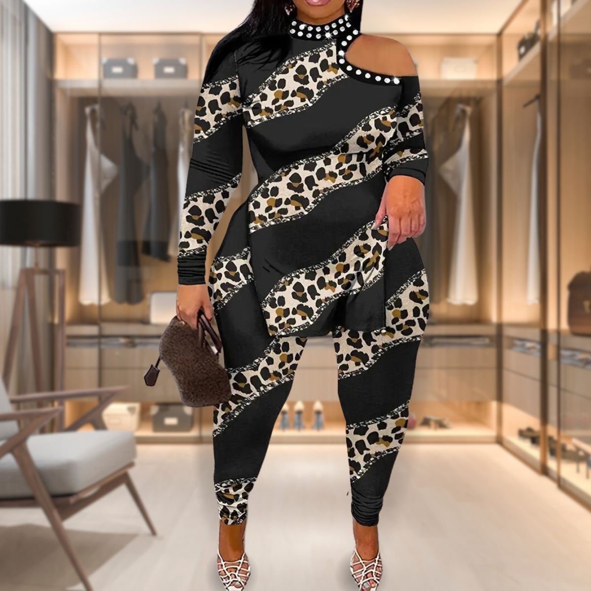 Leopard 4XL Top Pants Set