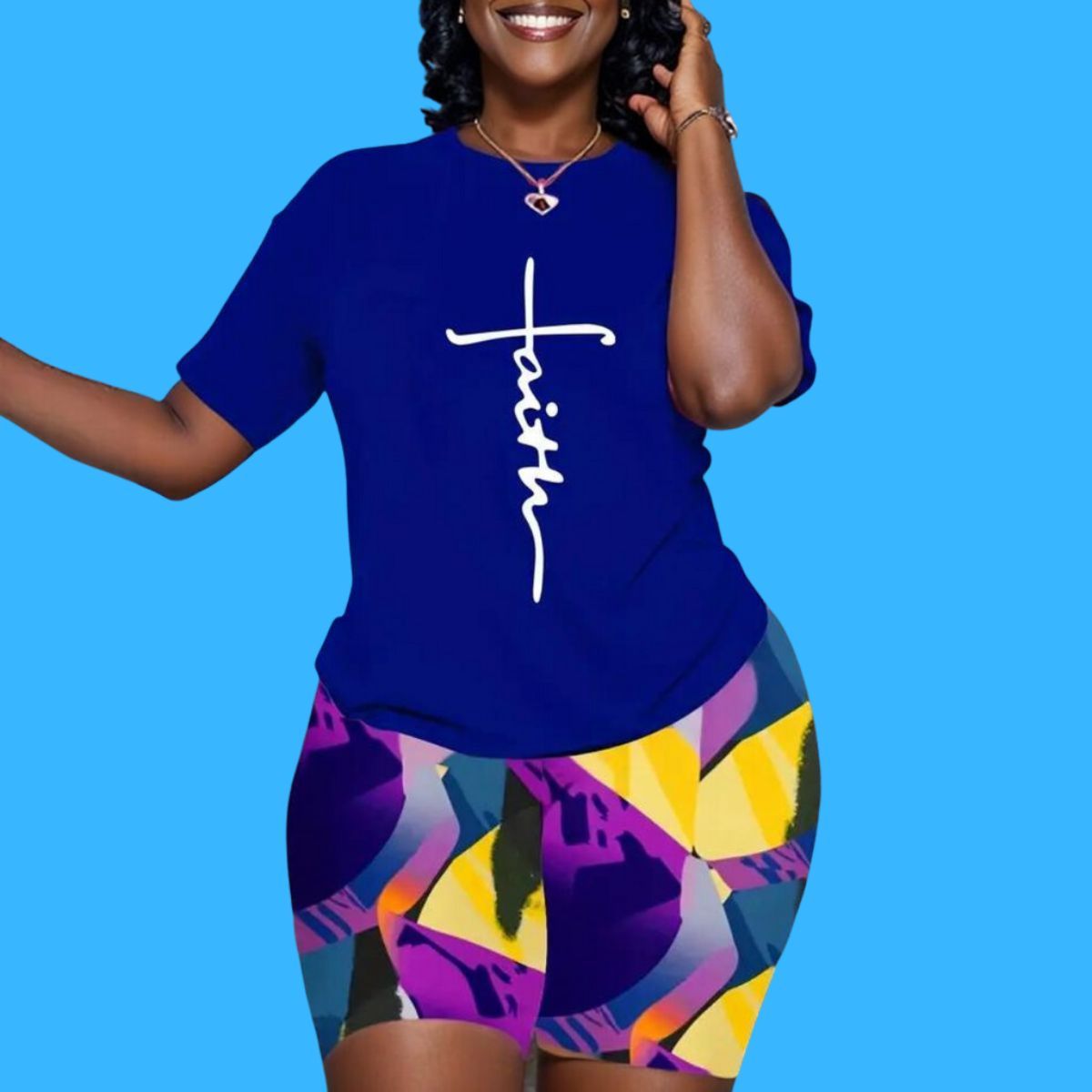 Blue 3XL Faith Shorts Set