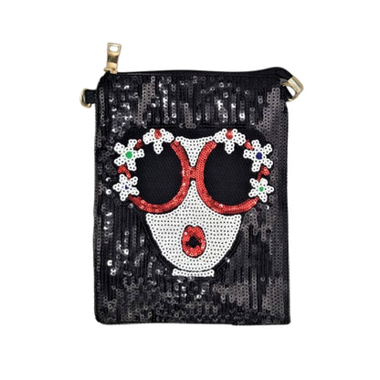 Black Sequin Face Crossbody