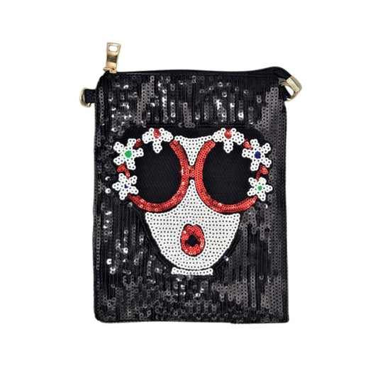 Black Sequin Face Crossbody
