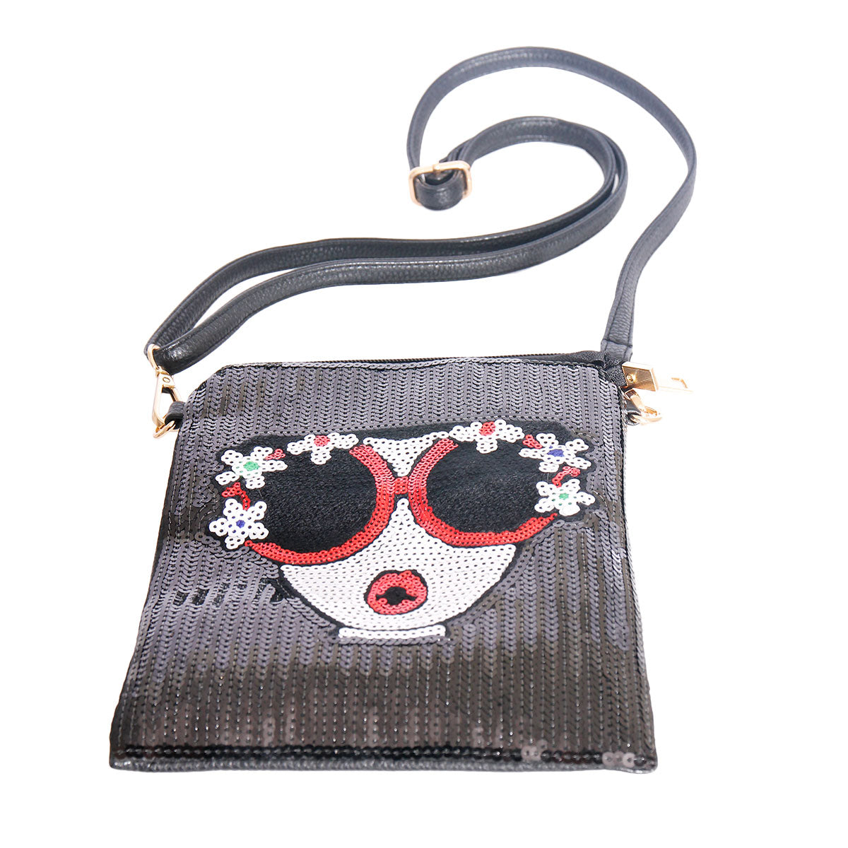 Black Sequin Face Crossbody