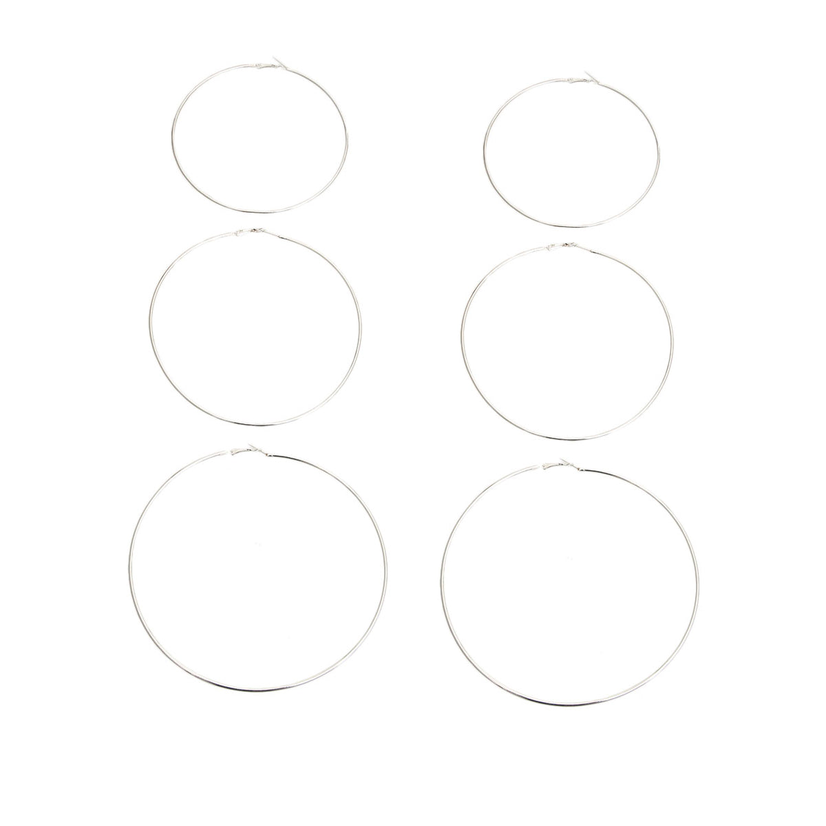 Silver Jumbo Hoop 3 Pcs Set