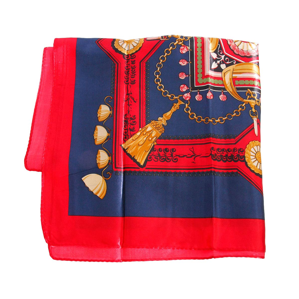 Navy Designer Silky Babushka Scarf