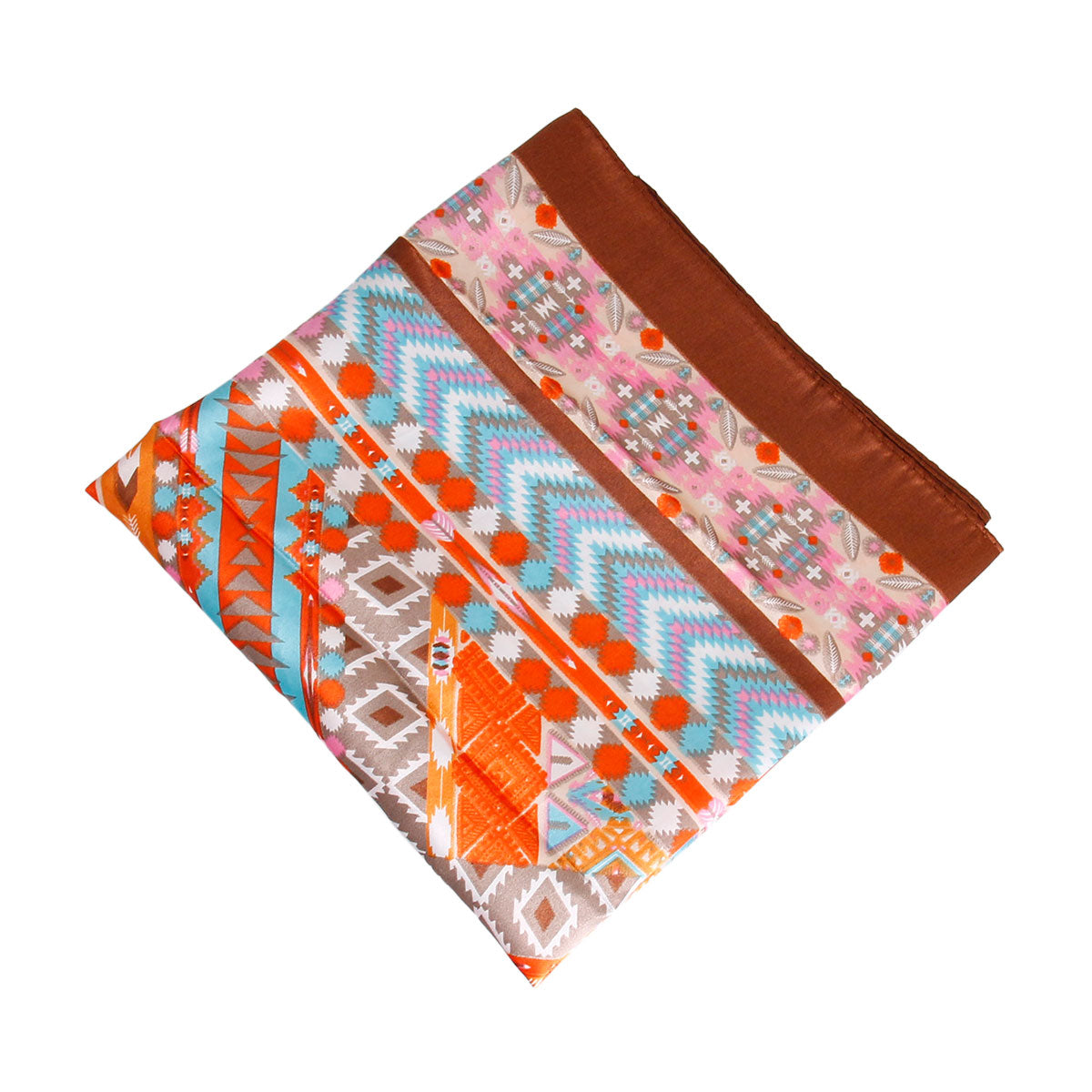 Brown Boho Silky Babushka Scarf