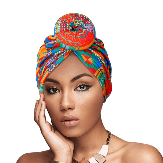 Blue and Red Donut Knot Turban