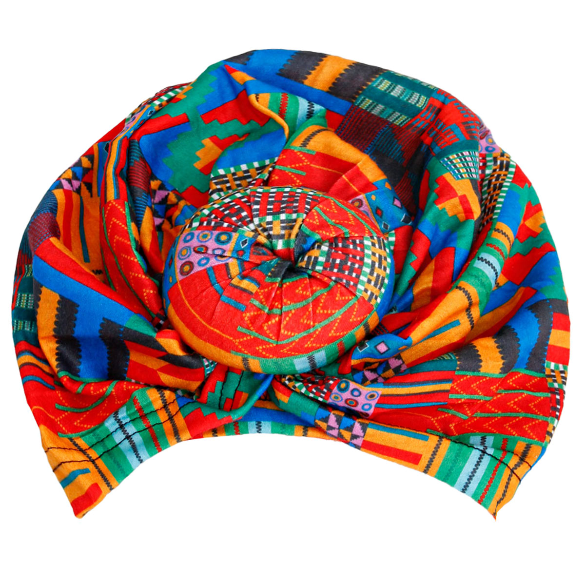 Blue and Red Donut Knot Turban