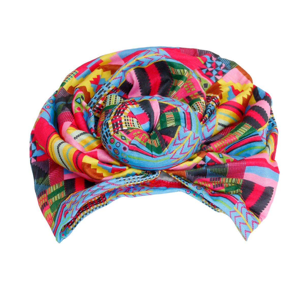 Pink and Blue Donut Knot Turban