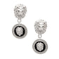 Silver and Black Designer Lion Earrings