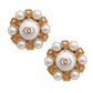 Gold and White Pearl Studded Earrings