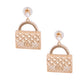 Gold Designer Handbag Pearl Earrings